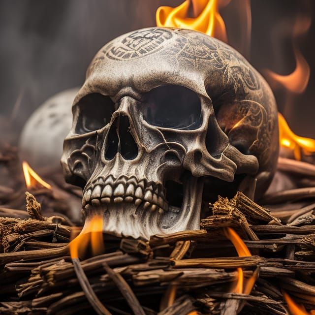 burning skull