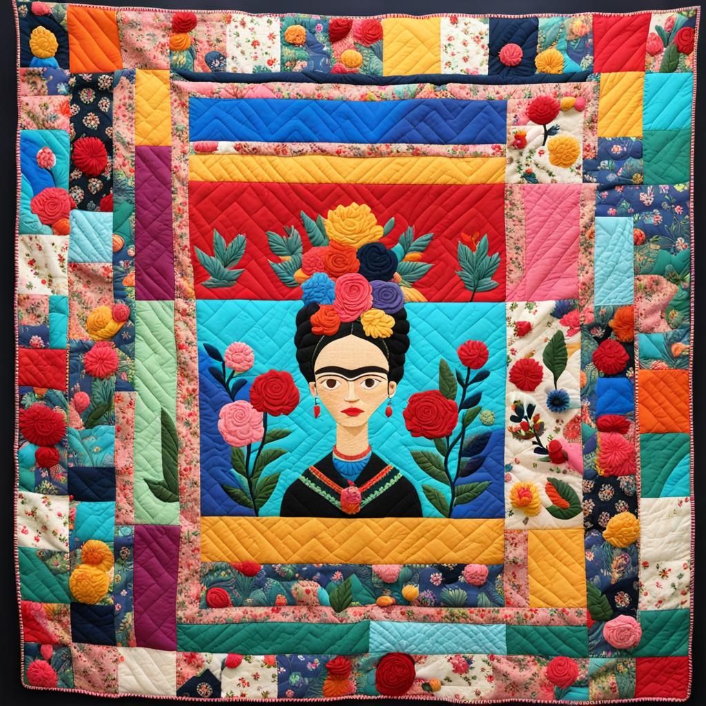 Frida Kahlo Style Patchwork Quilt