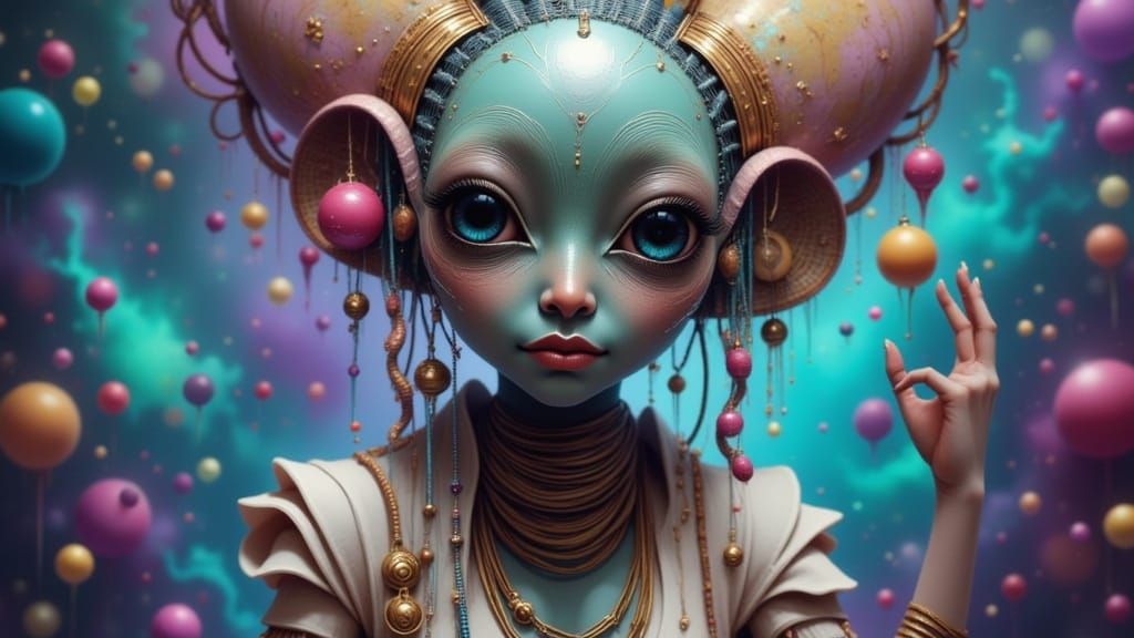 Alien Tech Ad Portrait with Curious Eyes