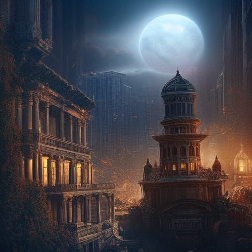 Dramatic Digital Painting of the Moon