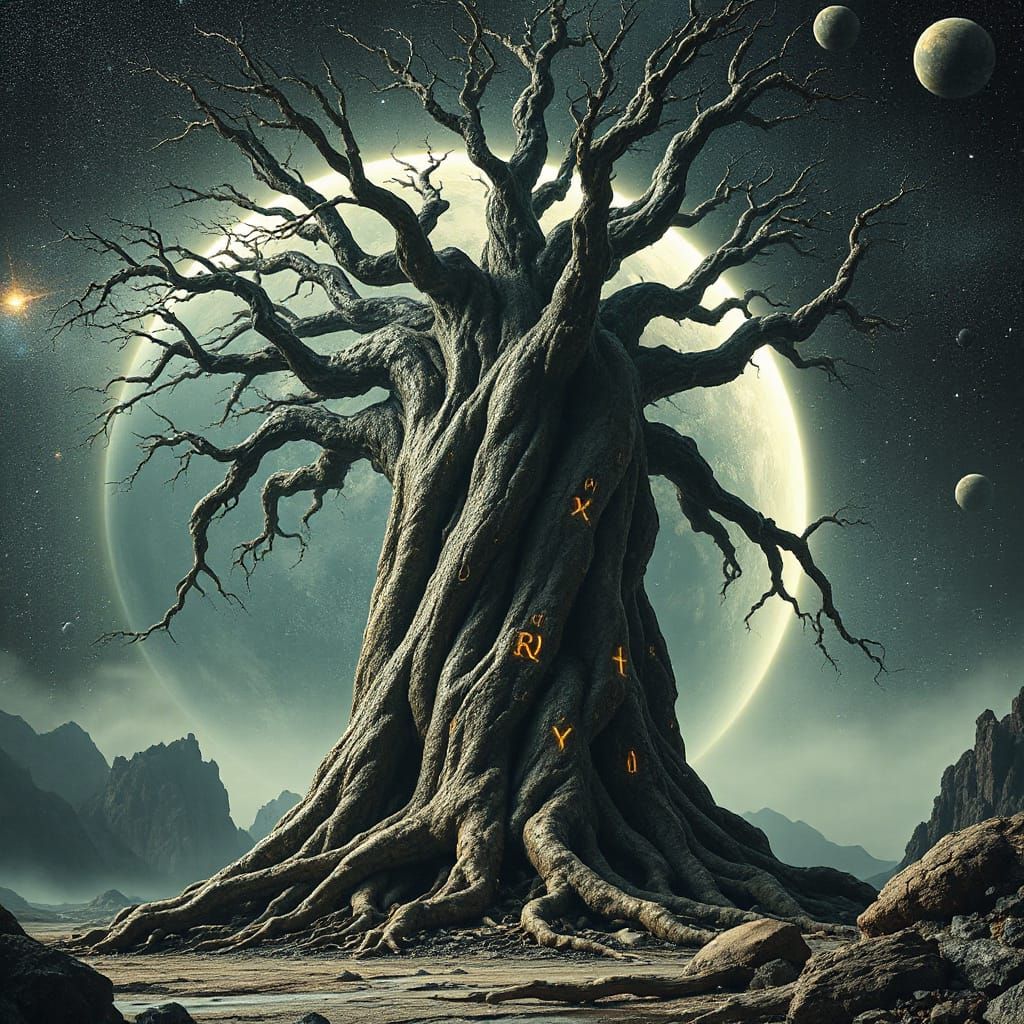 Cosmic Tree of Life in Surrealist Style