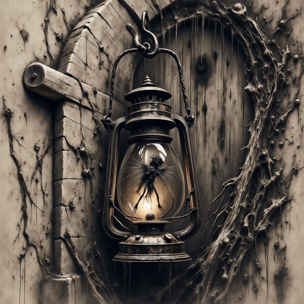 Ethereal Horror Fairy Trapped in Lantern of Darkness