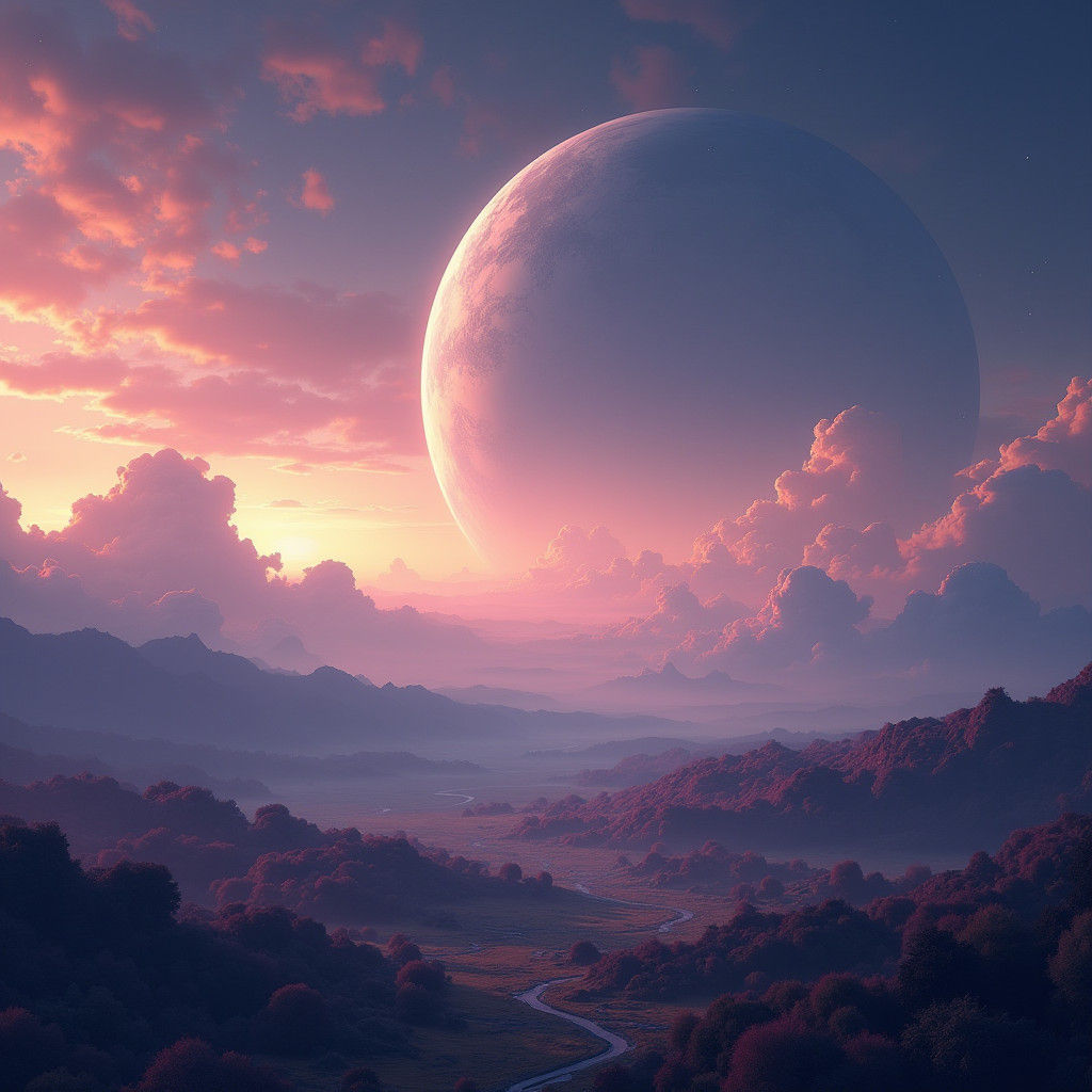 Distant Planet: Sci-Fi Landscape in Matte Painting Style