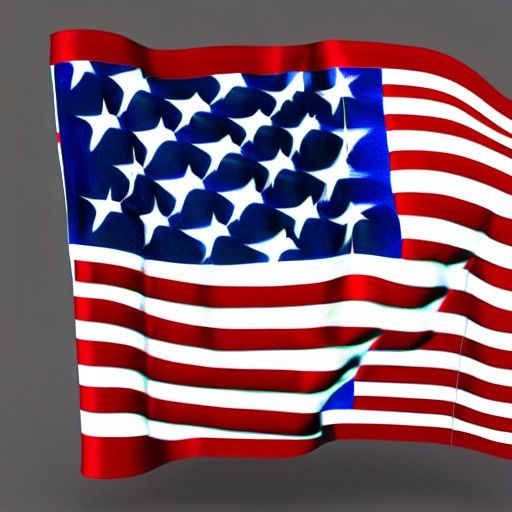 Waving American Flag in 3D Rendering