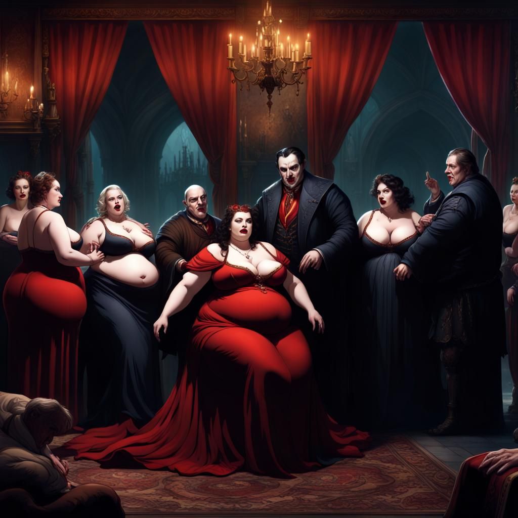 Dracula has his valets gather his wives in the drawing room for an announcement