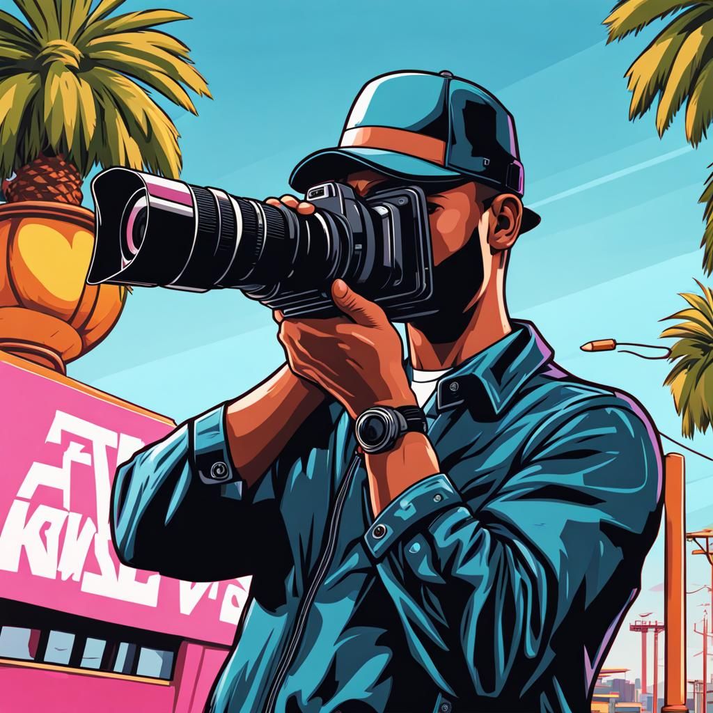 Photographer in Pop Art Style, GTA Aesthetic