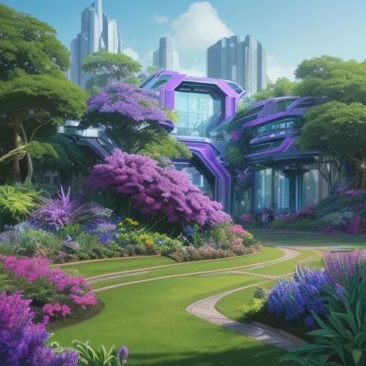 Cybertronian Gardenscape with Metallic Orchids