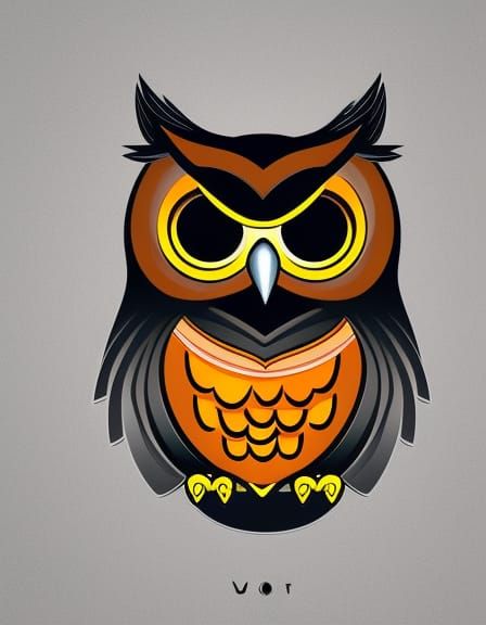 Angry Owl Vector Logo in Cartoon Art Style