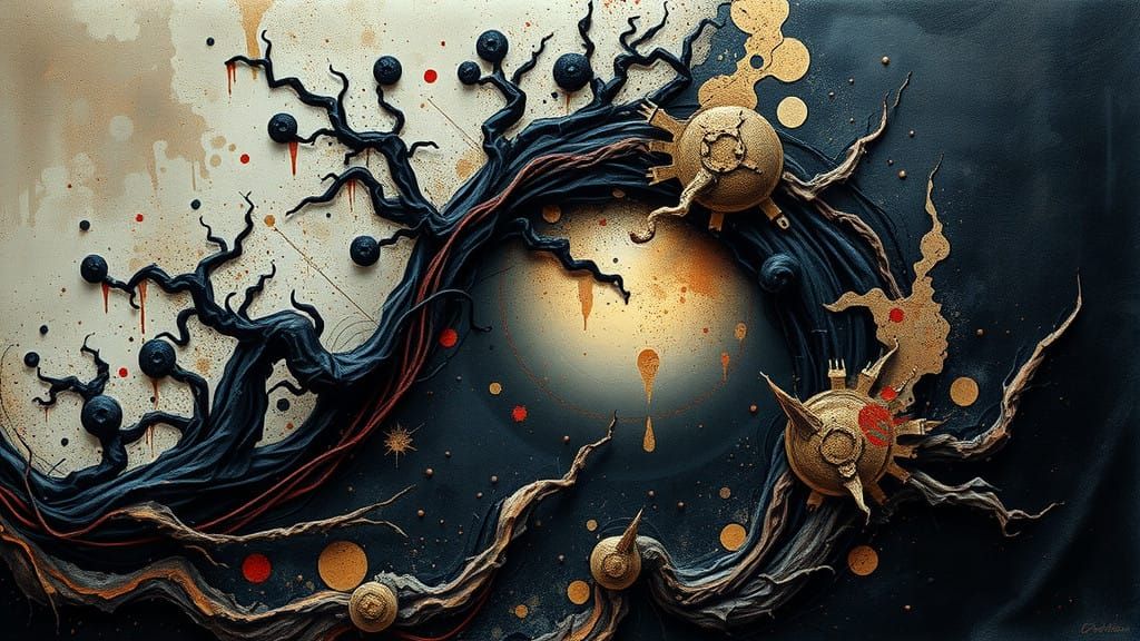 Dark Emotional Landscape in Haunting Abstract Art