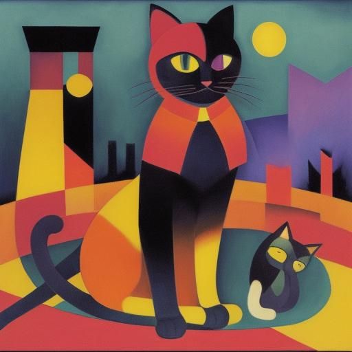 Fluorescent Cat in Expressionist Style