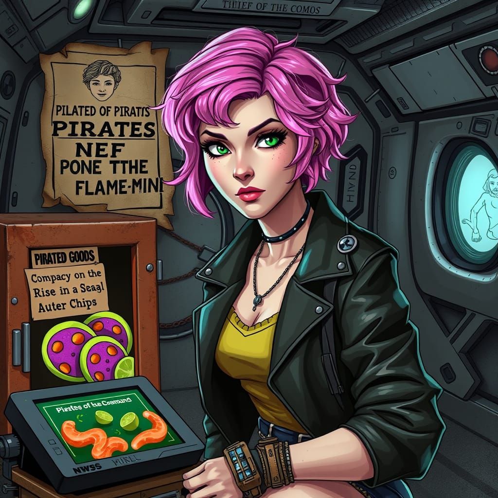 Cyberpunk Female Rebel in Gritty Industrial Setting