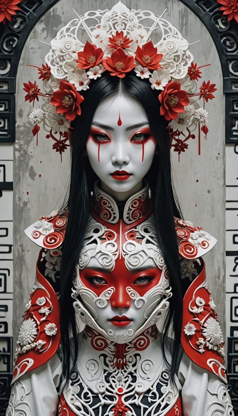 NC Special Double Double Beautiful Japanese girl with red an...