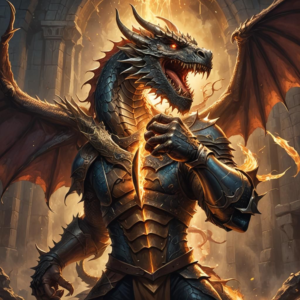 Heroic Figure Holds Dragon Claw in Fantasy Art
