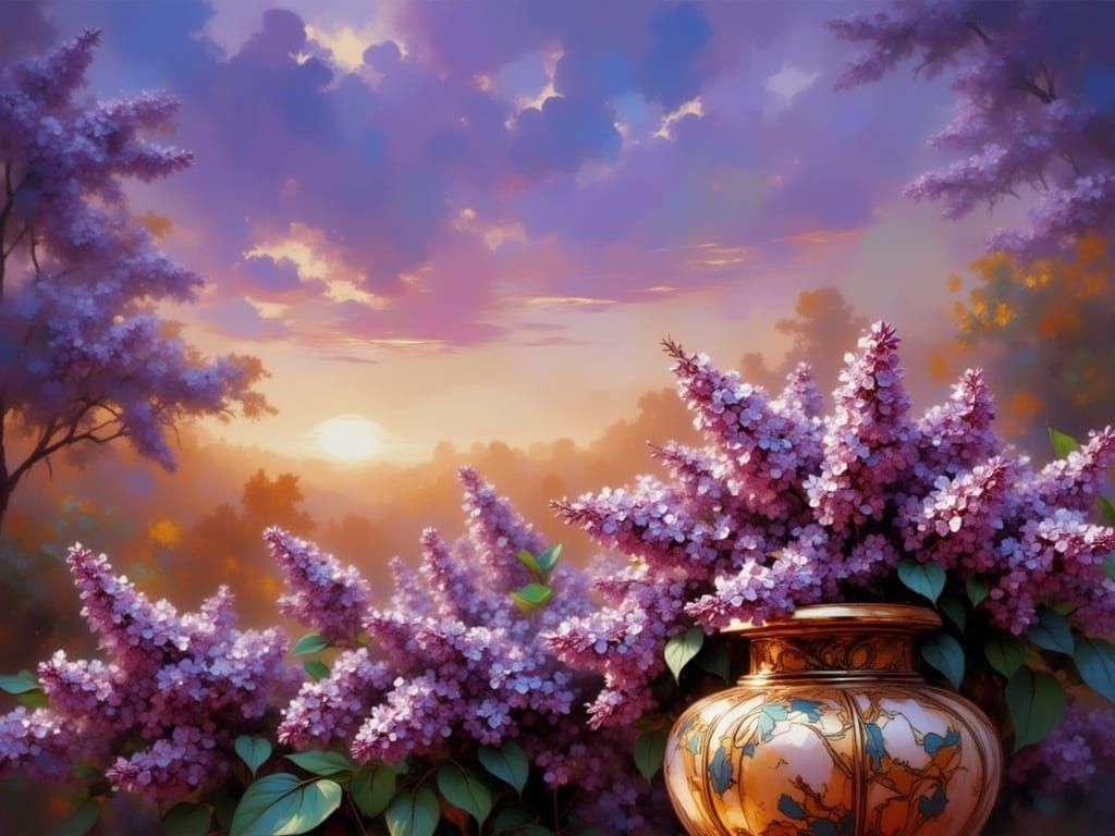 Lilac Blooms in Volumetric Lighting