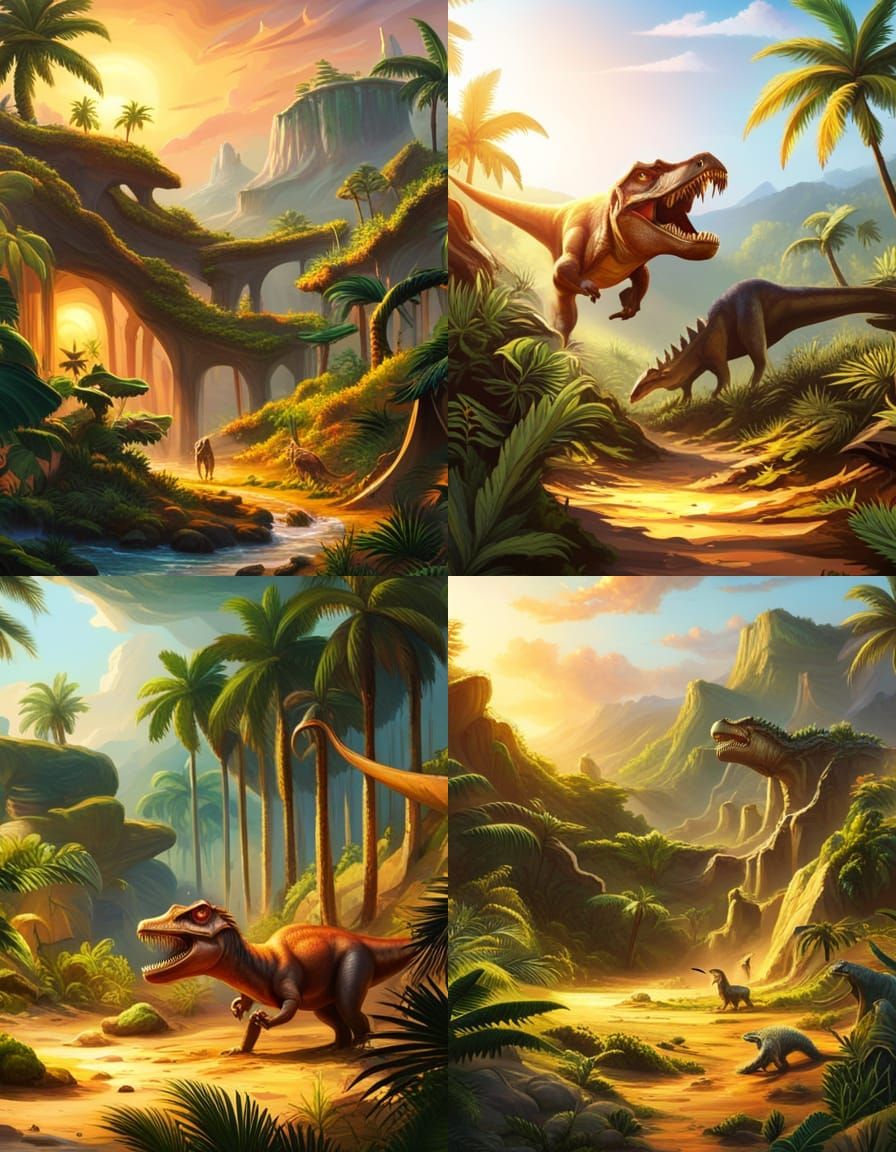 Compsognathus Dinosaur Chase in Jungle Concept Art