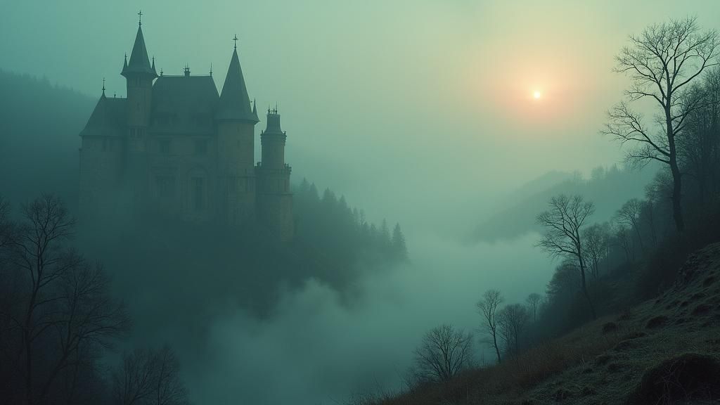 Mist-Shrouded Besieged Kingdom in Gothic Dark Fantasy Style
