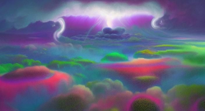 Milkshake Lightning Cloud on Venus: Sci-Fi Illustration