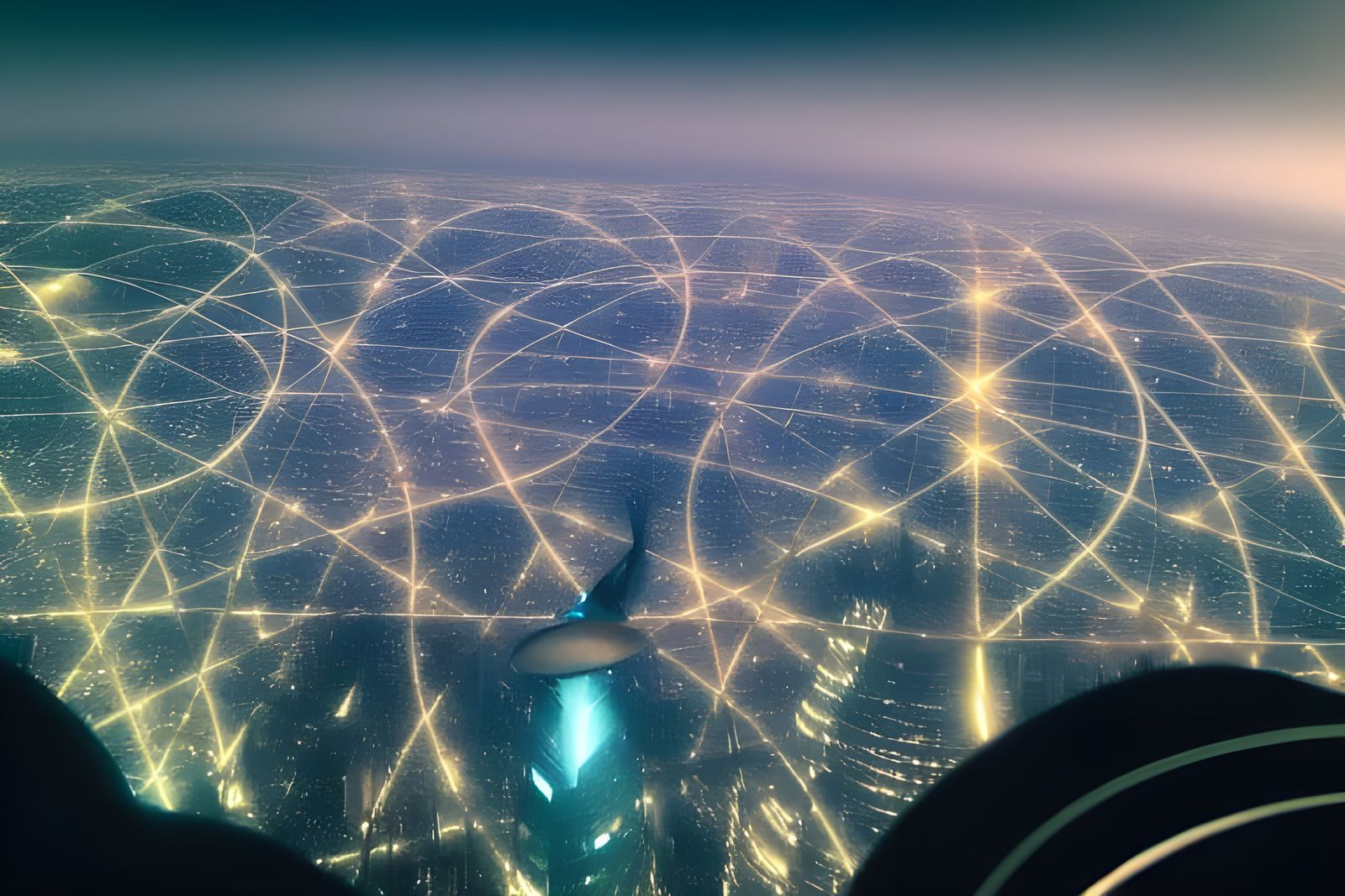 Endless Futuristic City from Space: Hypermaximalist View