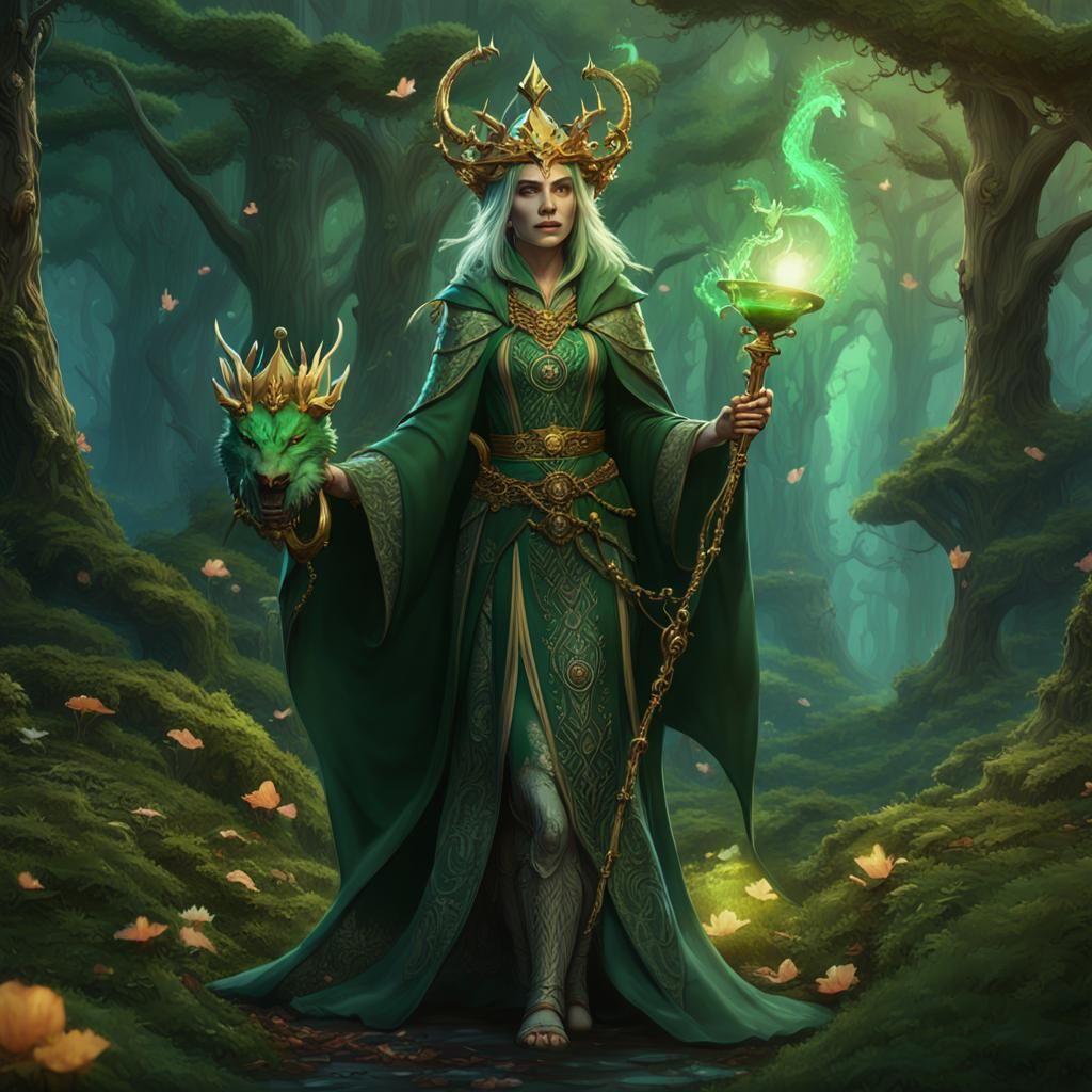 Elven Witch in Forest Fantasy Concept Art