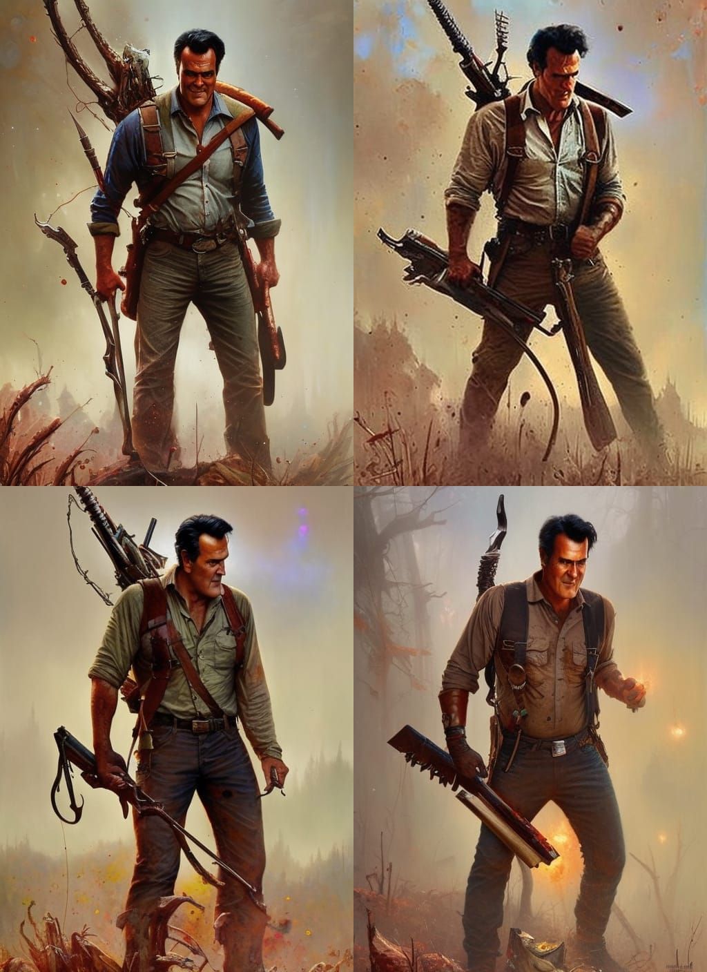 Ash in Evil Dead: Crayon Caricature