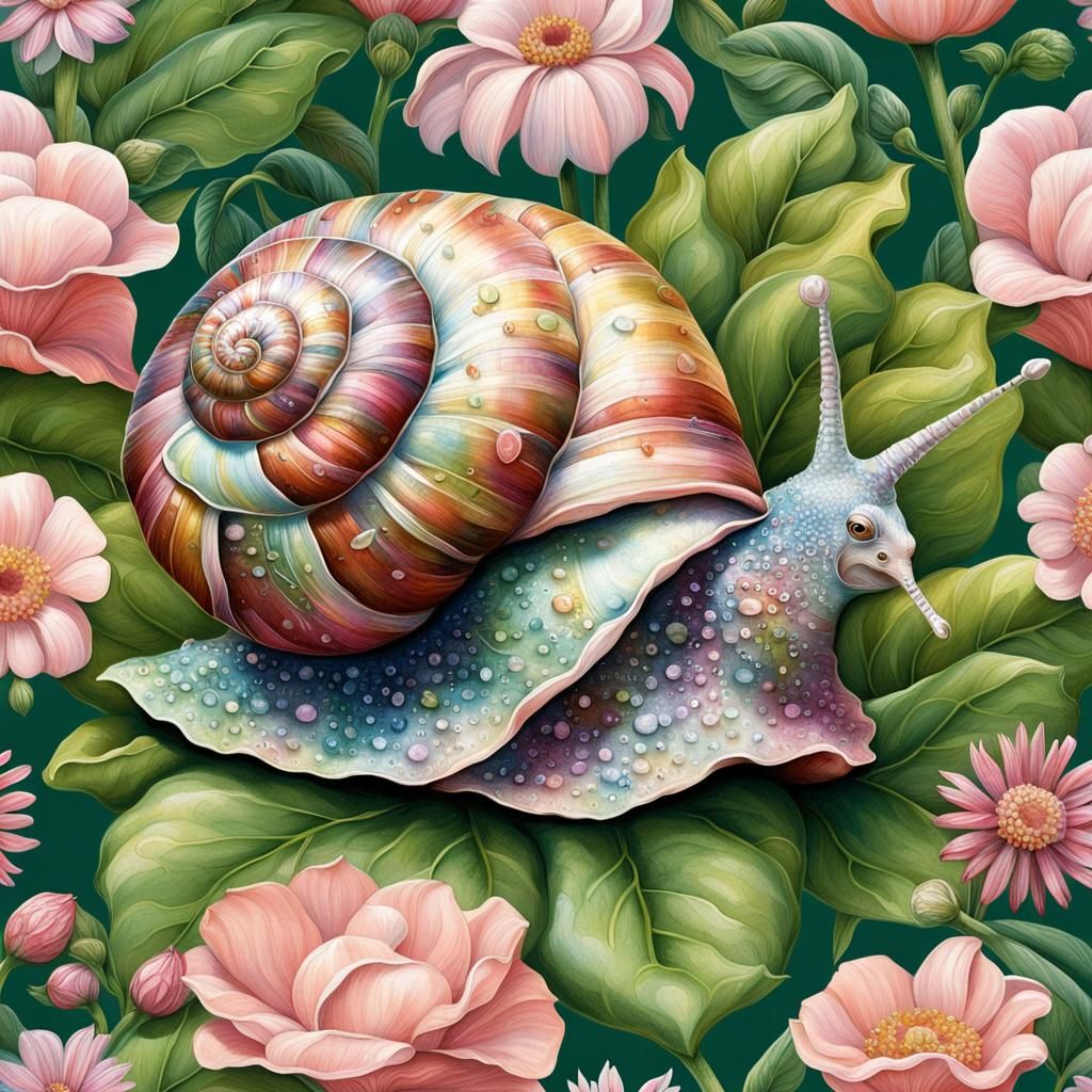 Snail in Tutu in Dutch Still-Life Garden