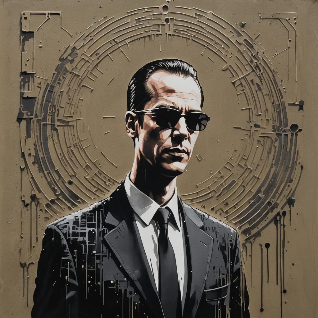 Agent Smith Stencil Art in Banksy Style