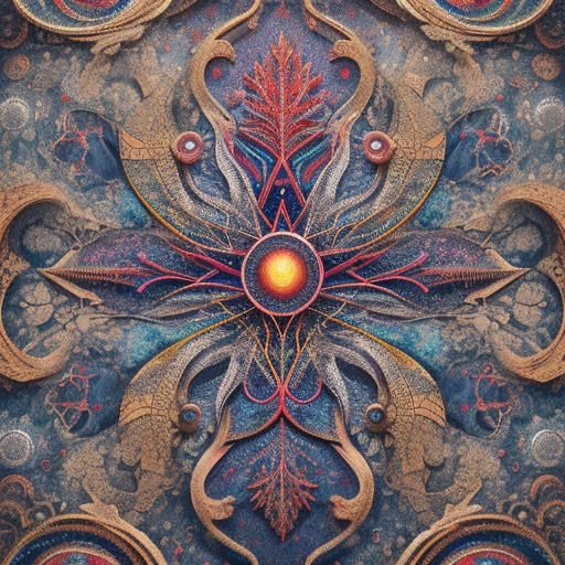 Psychedelic Fractal Landscape in Oil on Canvas