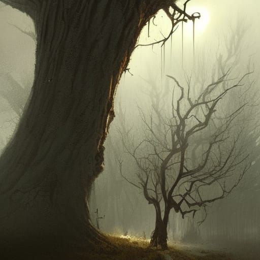 Sinister Oak Tree Art by Greg Rutkowski