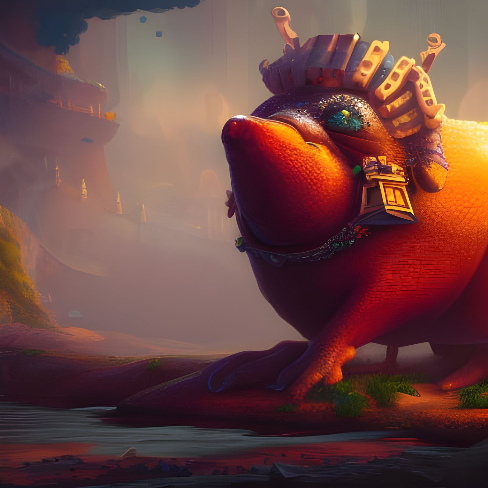 Detailed Matte Painting of a Plump Sniffler