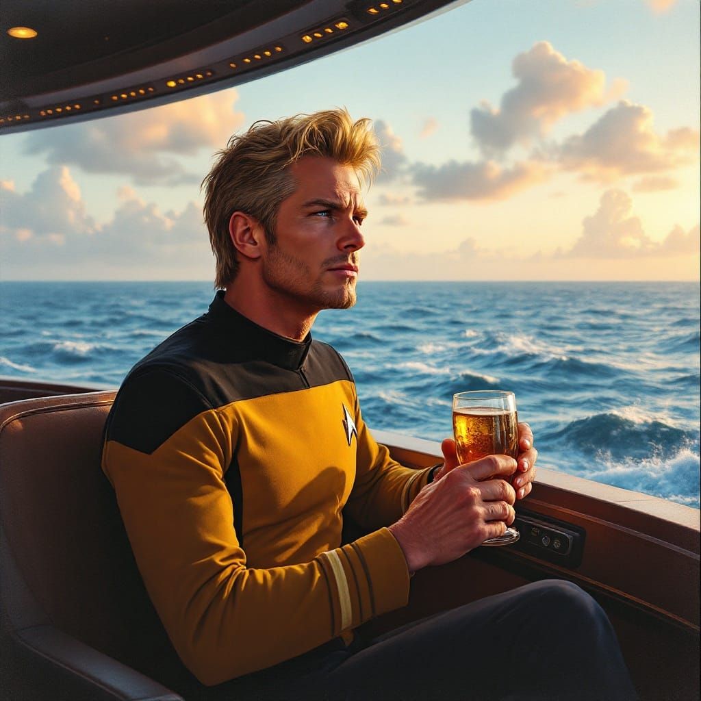Starfleet Captain Pike Basks with Seven of Nine by the Ocean