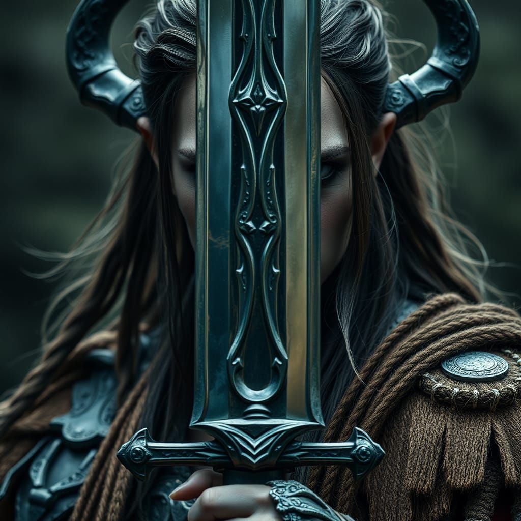 Banshee Warrior with Reflective Sword: Celtic Mythology