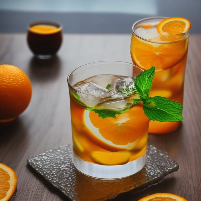 Iced Tea with Orange Slice, Professional Photography