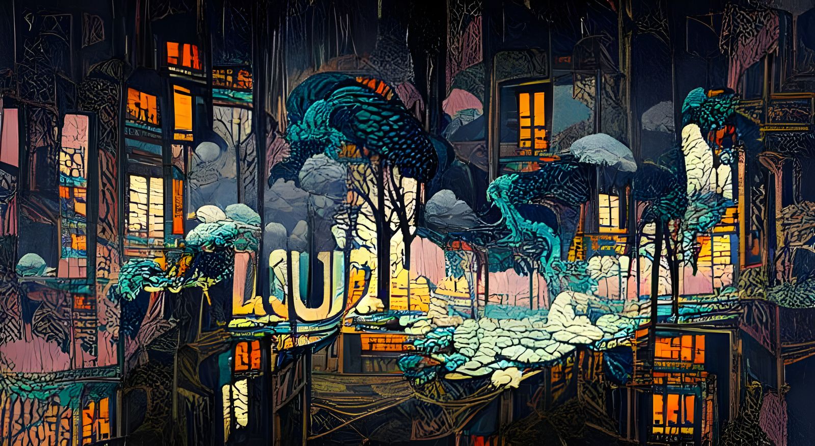 Gleaming Astral Apocalypse in 3D Rendered Style