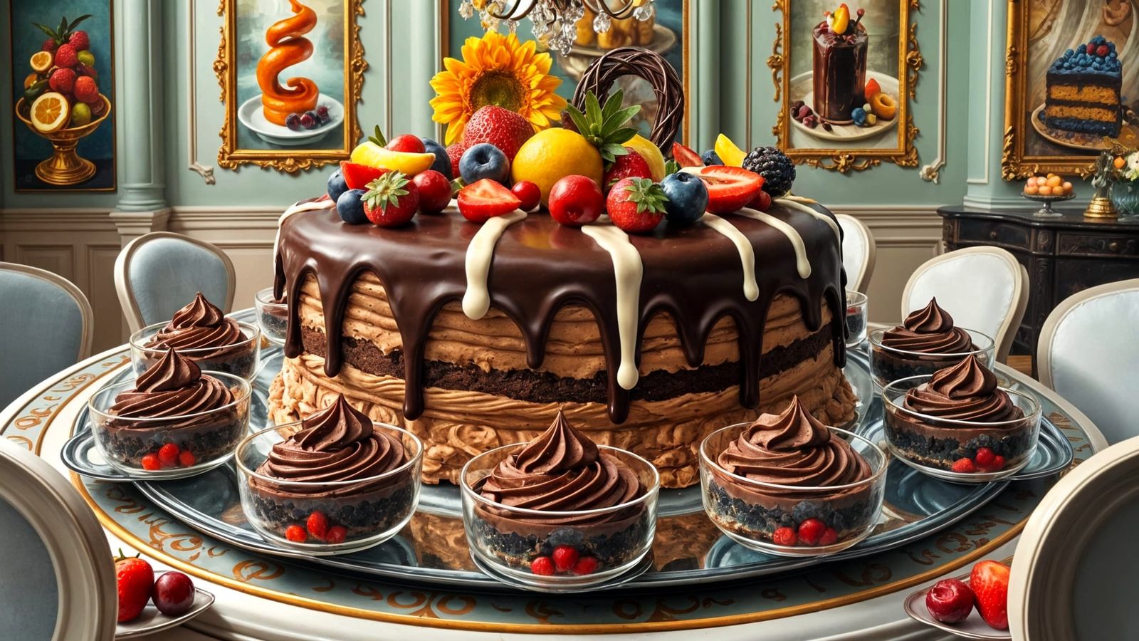 Chocolate Mousse Cake with Fruit and Chocolate