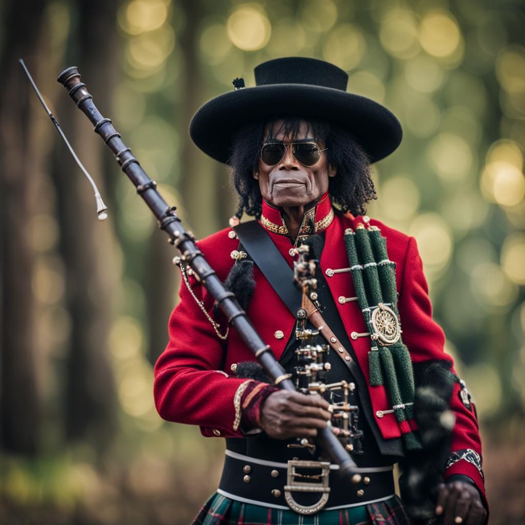Michael Jackson with Blowpipe and Kilt Portrait