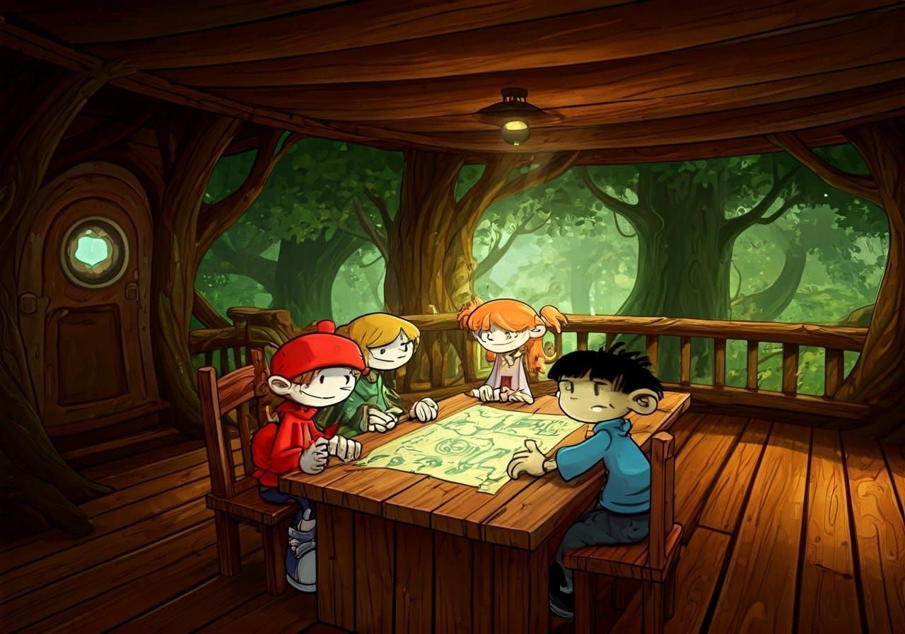 Kids Next Door Treehouse in Whimsical Anime Style