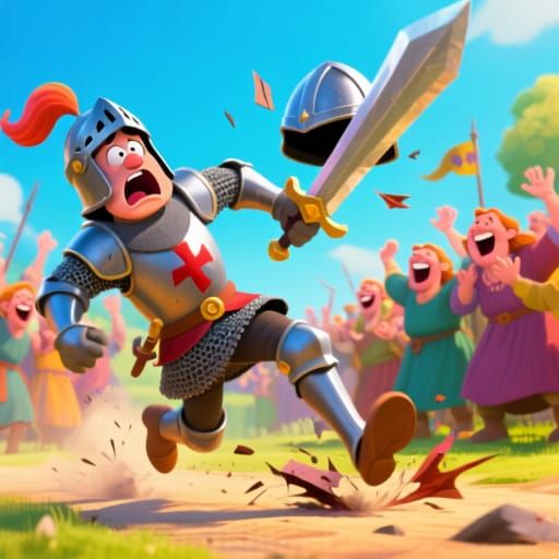 Clumsy Knight Trips, Falls in Hilarious Battle Scene
