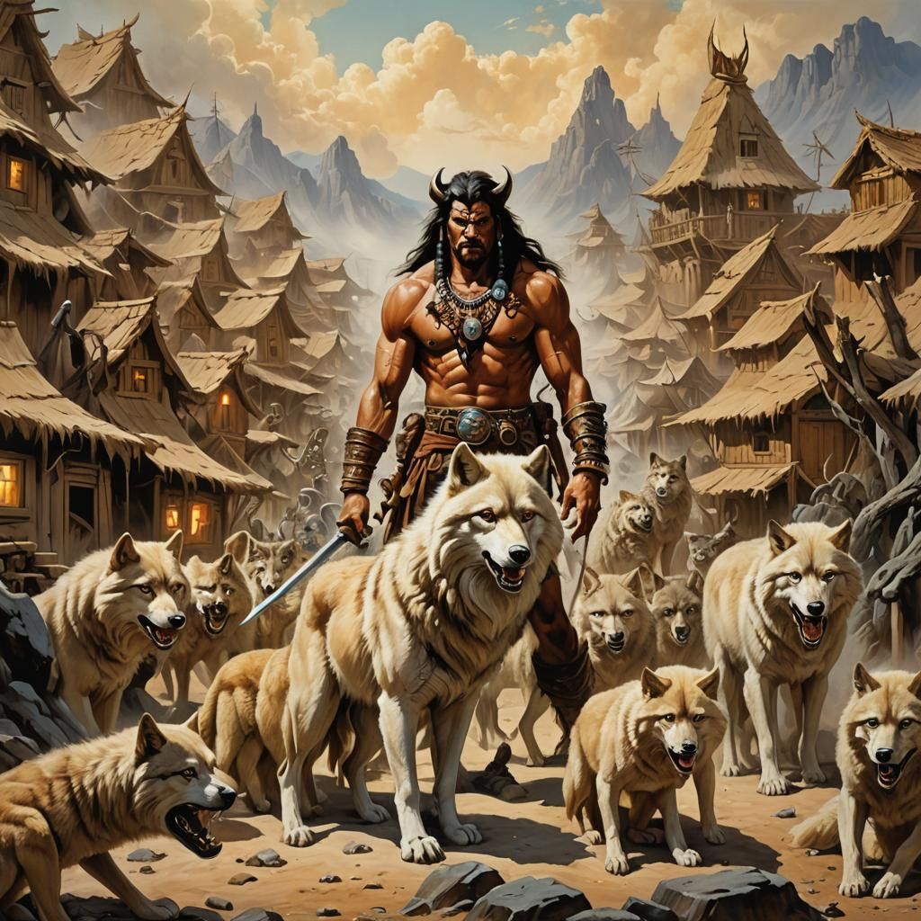 Wolf Shifter Village as Fantasy Art