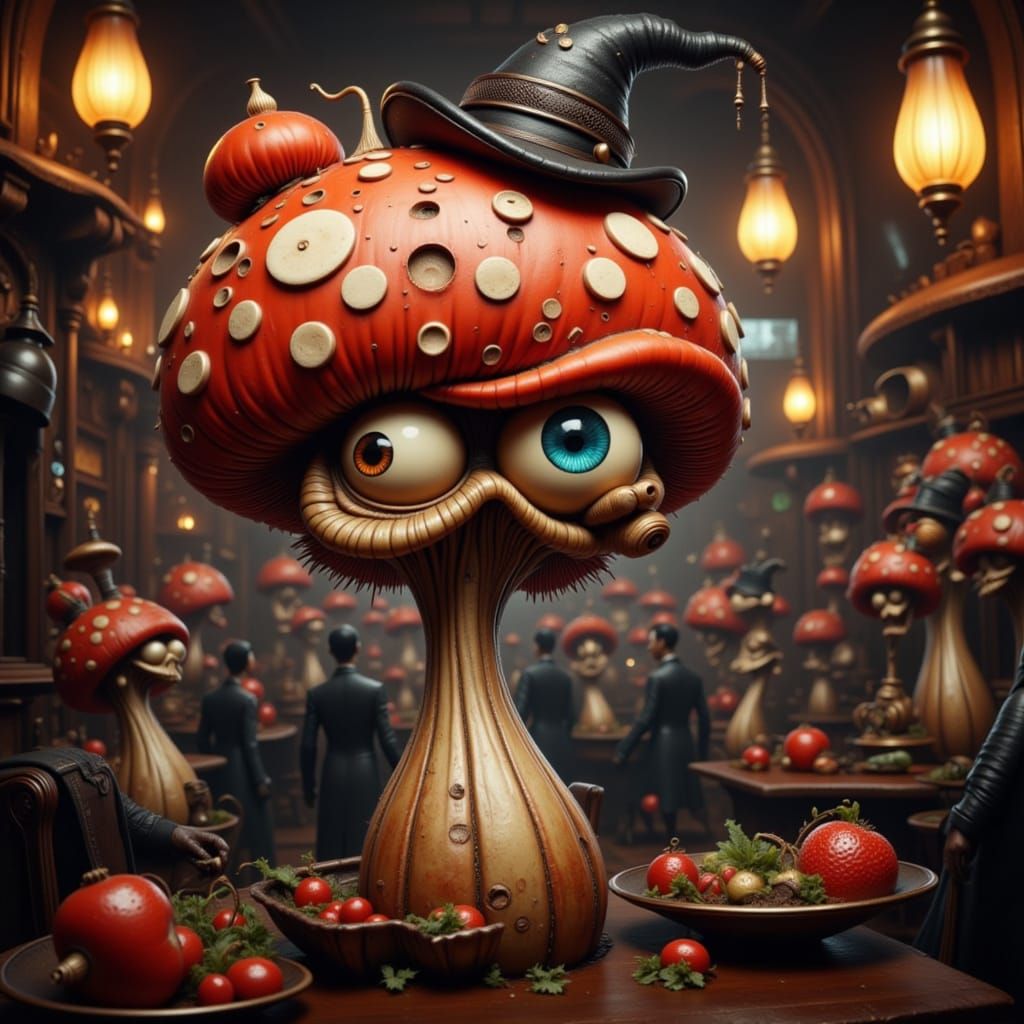 Roaring Twenties Mushroom Speakeasy Cartoon