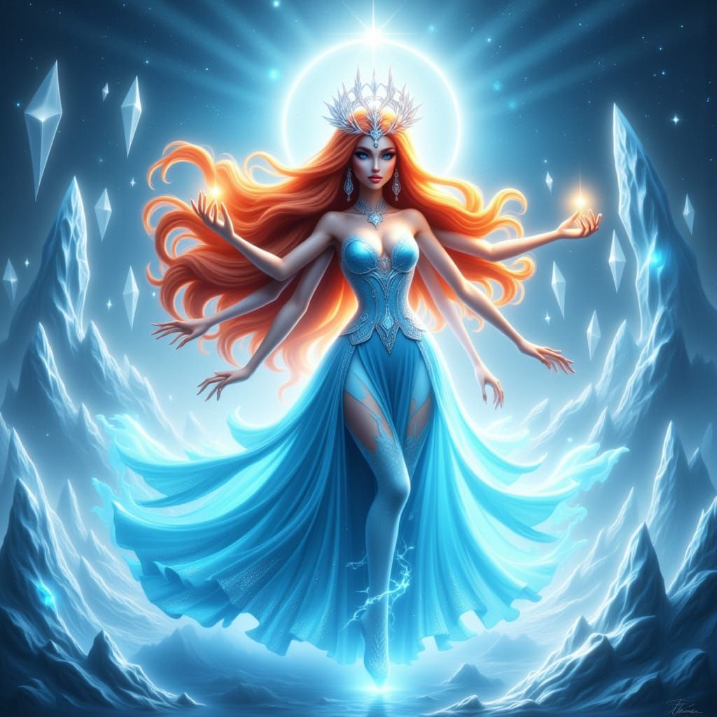 Majestic Goddess in Ethereal Blue