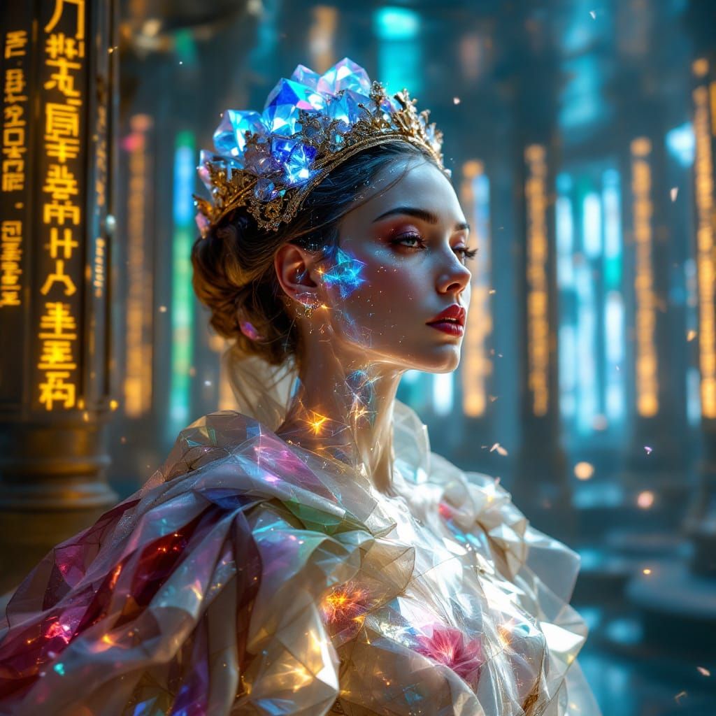 Ageless Queen Archivist of Time in Crystal Veins