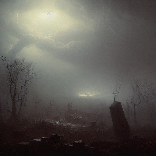 Sinister Grave in Thunderstorm: Unreal Engine 5 Concept Art
