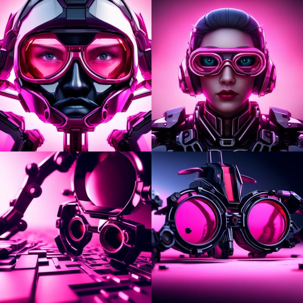 Futuristic Pink Glasses with Black Lenses in Cyberpunk Style