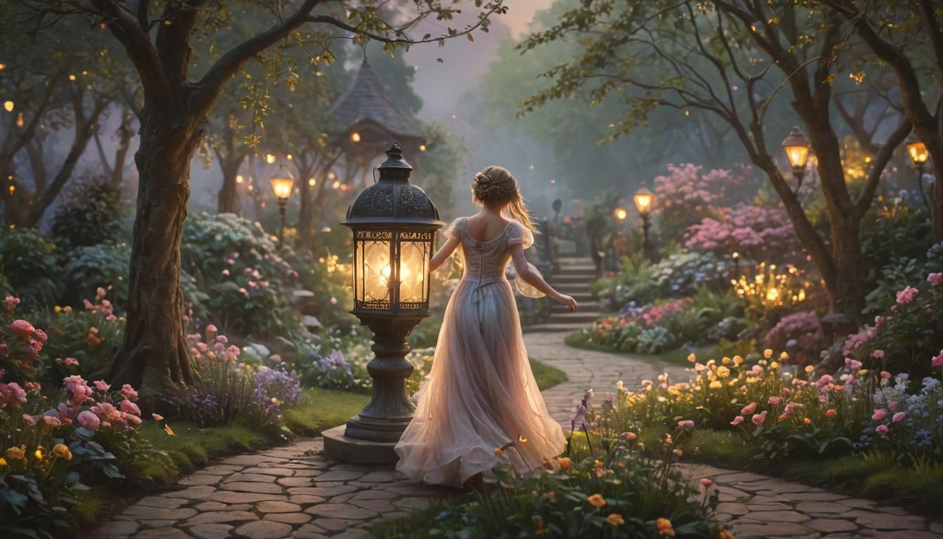 Ethereal Fantasy Garden Dance in Hyperdetailed Mist