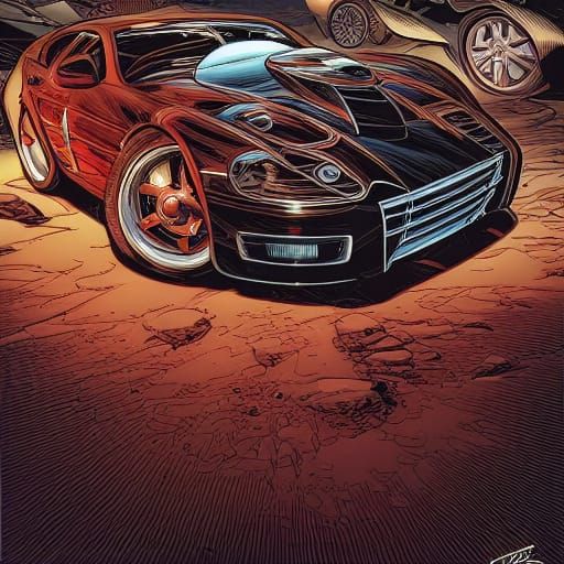 Dynamic Car in Comic Book Style Art