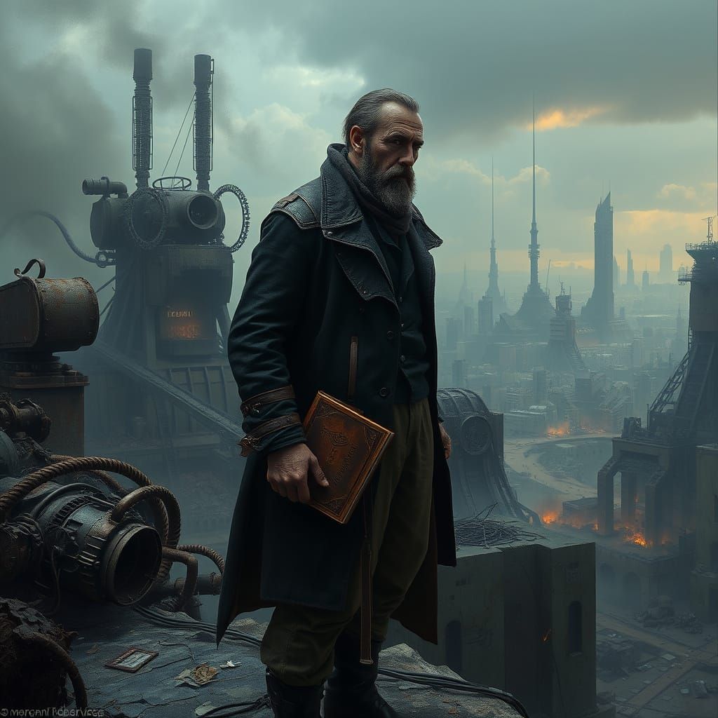 Philosopher Stands at Edge of Post-Apocalyptic Wasteland