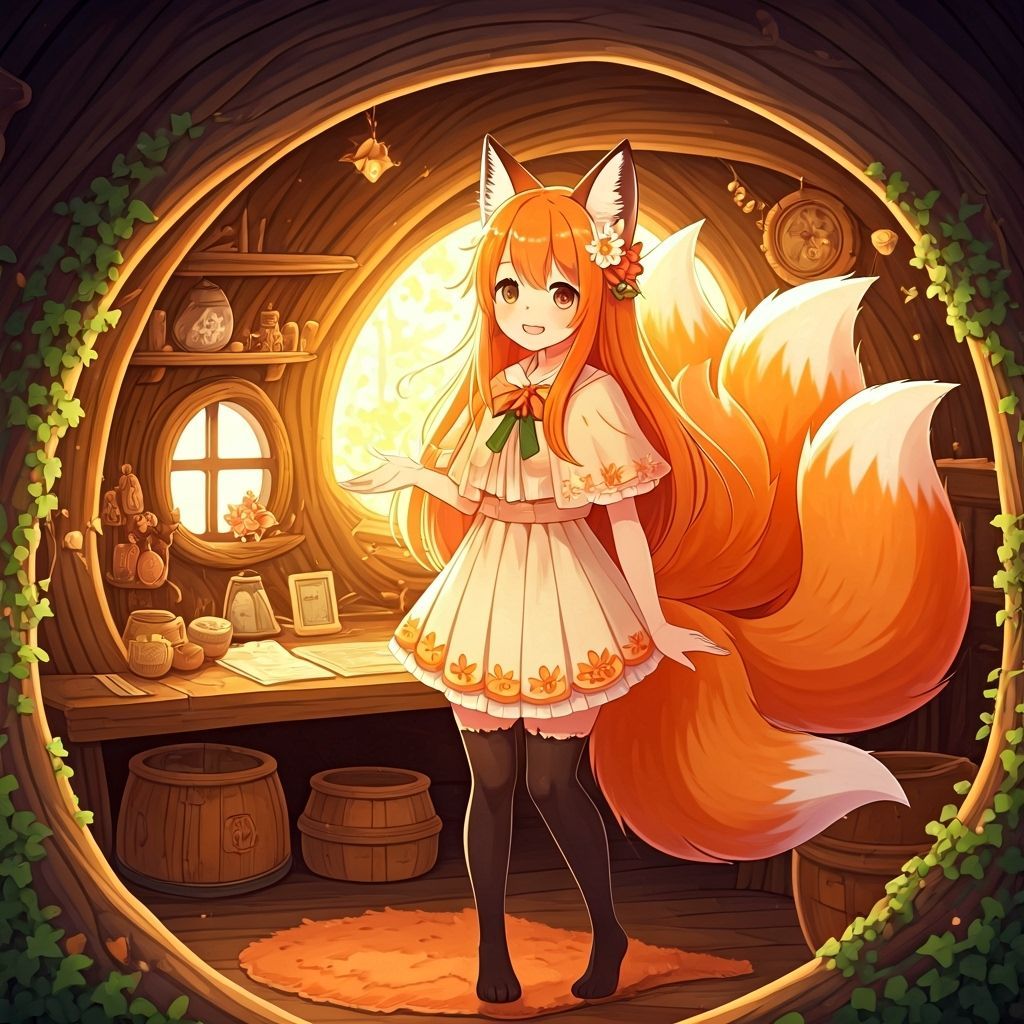 Anime Fox Girl Welcomes You to Cozy Den
