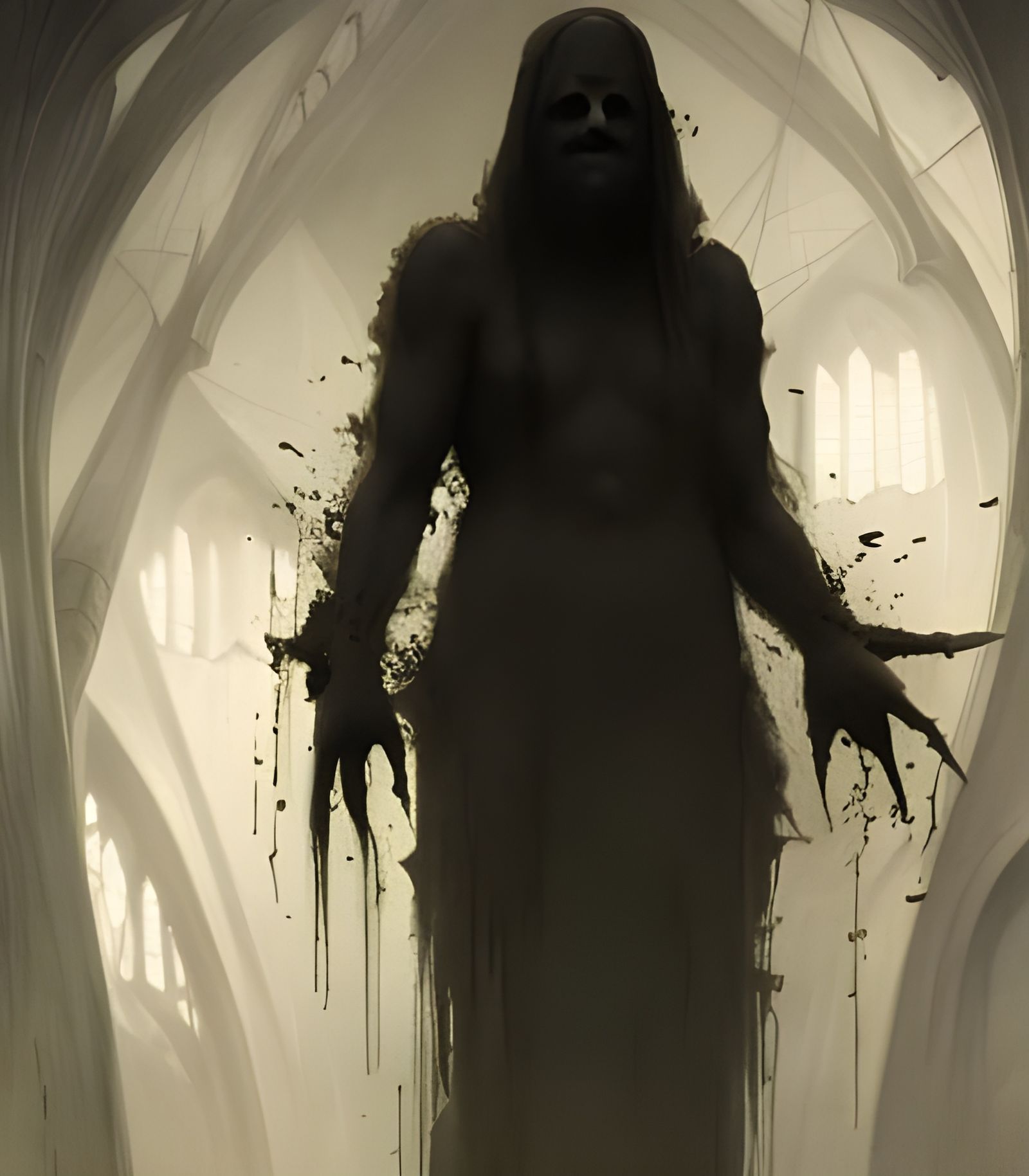 Dark Fantasy Portrait: Blood-Starved Beast in a Haunting Chu...