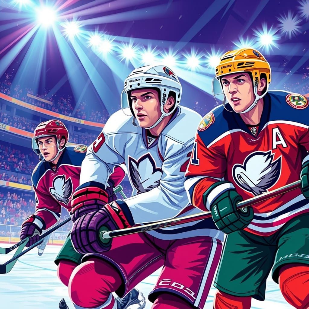 NHL Hockey Players in Futuristic Stadium