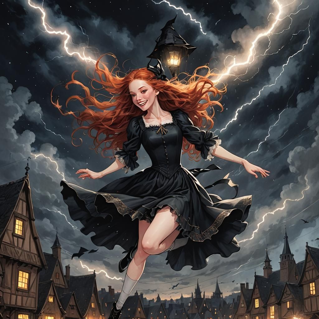 Dancing Witch Hurls Lightning Bolts